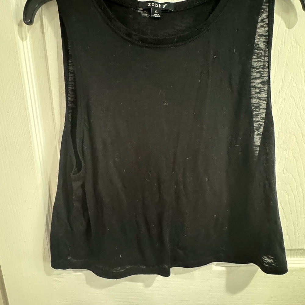 Zobha Black Sleeveless Muscle‎ Tank – XL